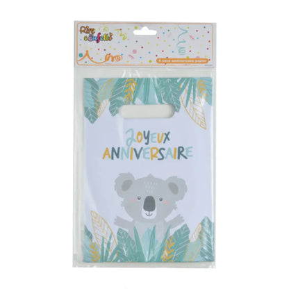6 Sacs à Bonbons en Papier H23cm - Koala