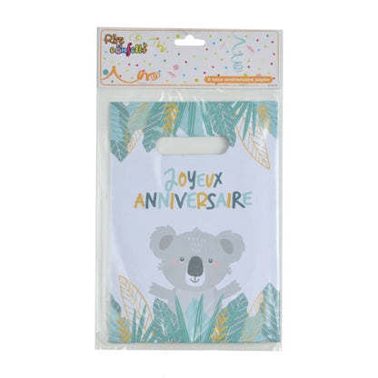 SET DE 6 SACS A BONBONS EN PAPIER H23CM KOALA