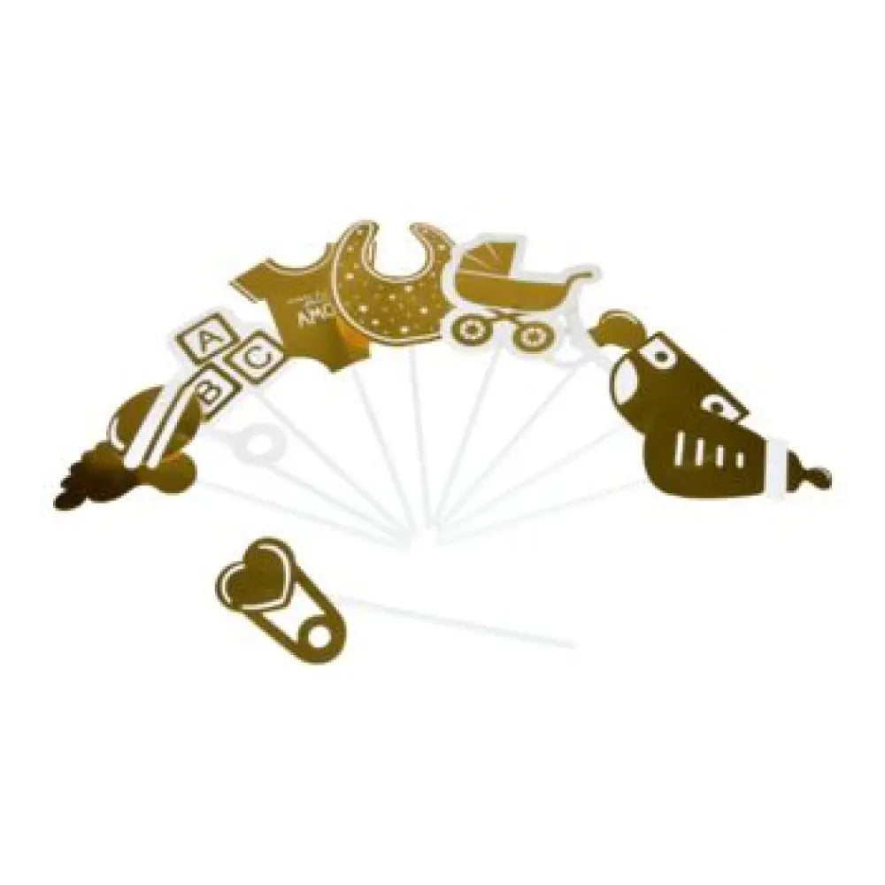 Kit Photobooth ''Or & Blanc" Naissance - 10pcs