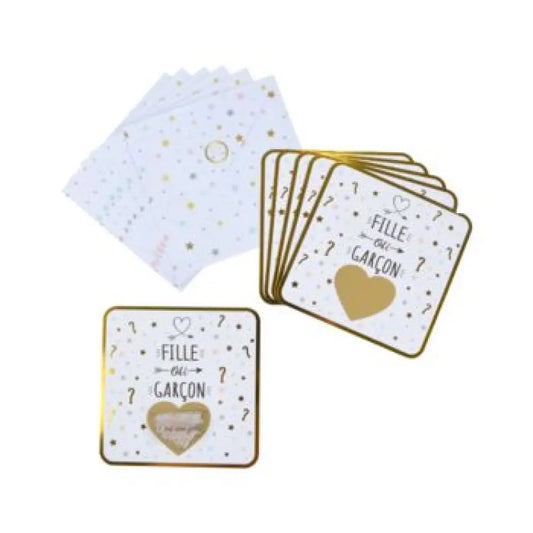 6 Cartes à Gratter ''Révélation Naissance'' + Enveloppes - Fille