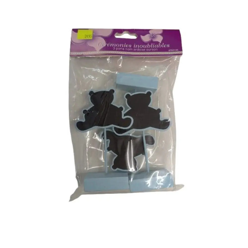 3 Porte-Noms Ardoise Oursons Bleus