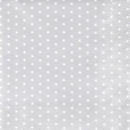 20 Serviettes en Papier 25X25cm - ''Argenté Etoilé''