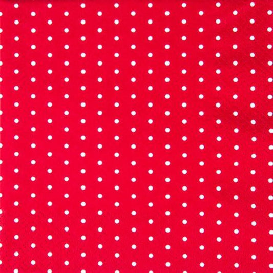 20 Serviettes Cocktail en Papier 25X25cm - POINTS ROUGE