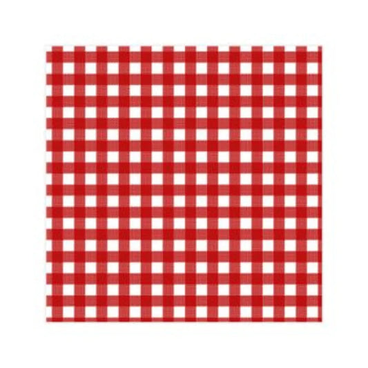 20 Serviettes Cocktail en Papier 25X25cm - CARREAUX VICHY ROUGES