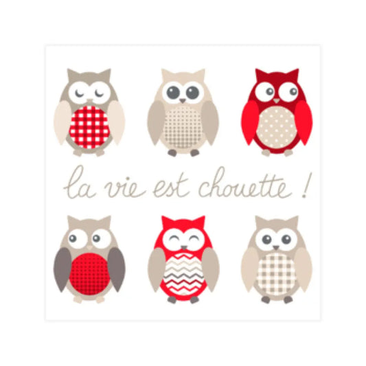 SET DE 20 SERVIETTES COCKTAIL EN PAPIER 3 PLIS 25*25CM HIBOU