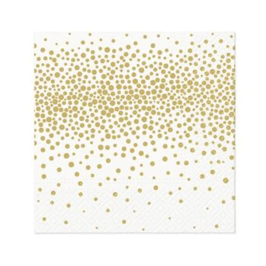20 Serviettes Cocktail en Papier 25X25cm - CONFETTIS OR