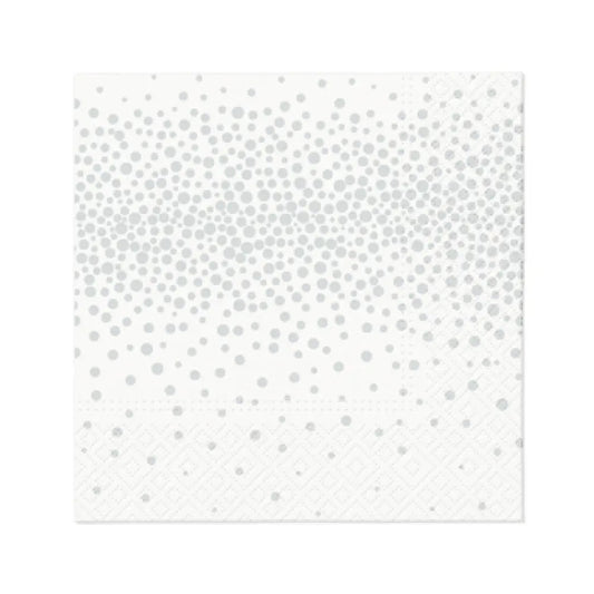 20 Serviettes Cocktail en Papier 25X25cm - CONFETTIS ARGENT
