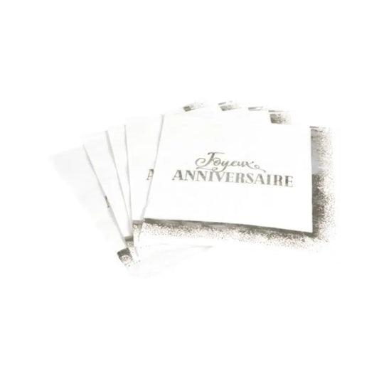 20 Serviettes en Papier 33x33cm - Anniversaire Argent