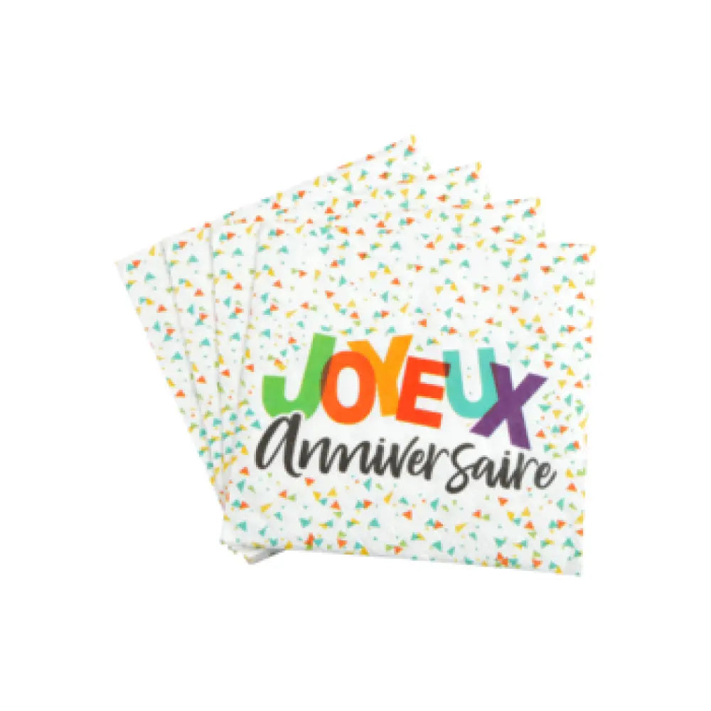 SET DE 20 SERVIETTES EN PAPIER 3 PLIS 33*33CM HAPPY CONFETTIS