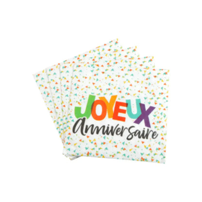 SET DE 20 SERVIETTES EN PAPIER 3 PLIS 33*33CM HAPPY CONFETTIS
