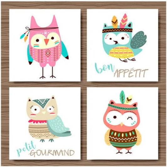 20 Serviettes en Papier 33x33cm - ''Hibou Petit Gourmand''