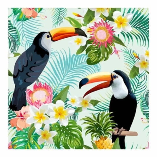 20 Serviettes en Papier 33x33cm - TROPICAL BIRDS