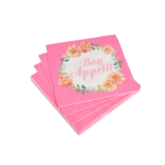 20 Serviettes en Papier 33x33cm - BON APPETIT ROSE