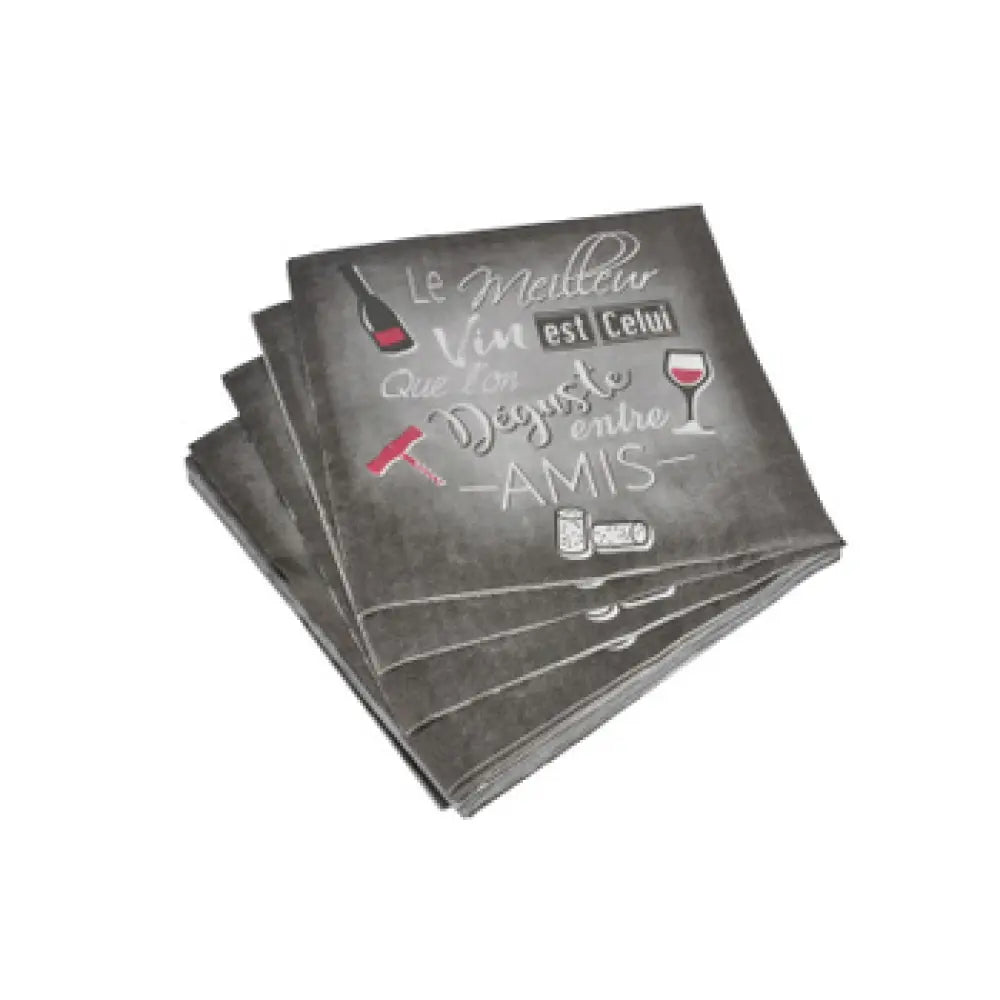 20 Serviettes en Papier 33x33cm - MEILLEUR VIN