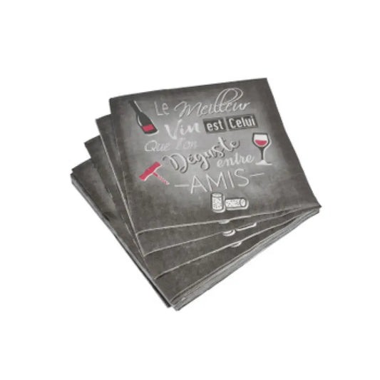 20 Serviettes en Papier 33x33cm - MEILLEUR VIN