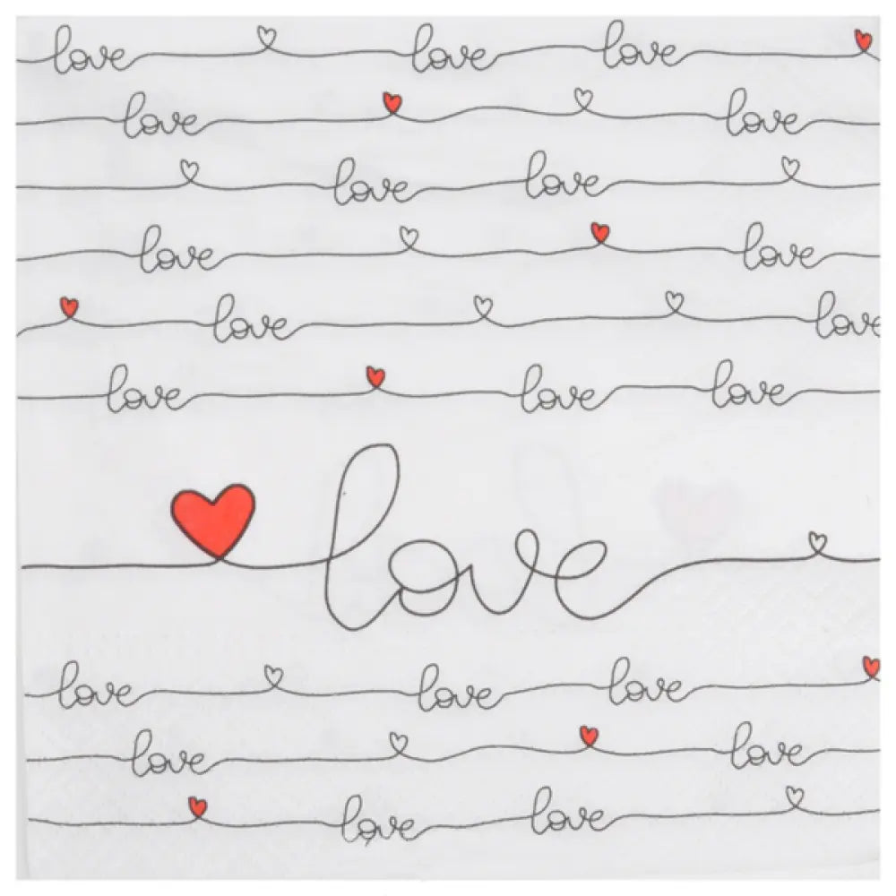 20 Serviettes en Papier 33x33cm - NEW LOVE