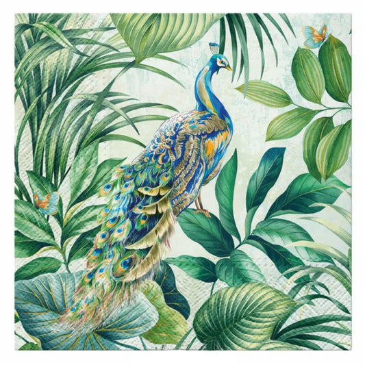 20 Serviettes en Papier 33x33cm - PAON MAJESTUEUX