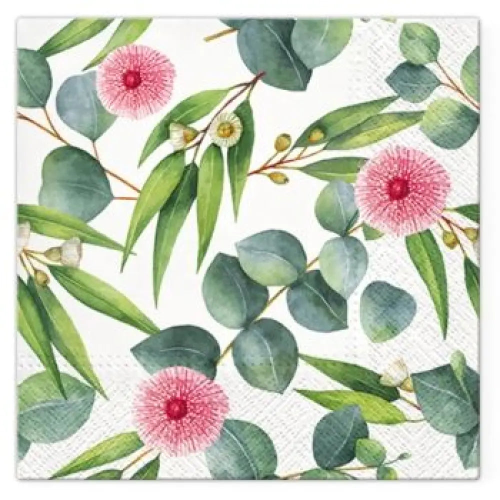 20 Serviettes en Papier 33x33cm - FLEURS D'EUCALYPTUS