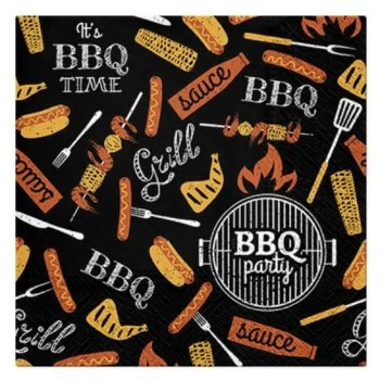 20 Serviettes en Papier 33x33cm - BBQ PARTY