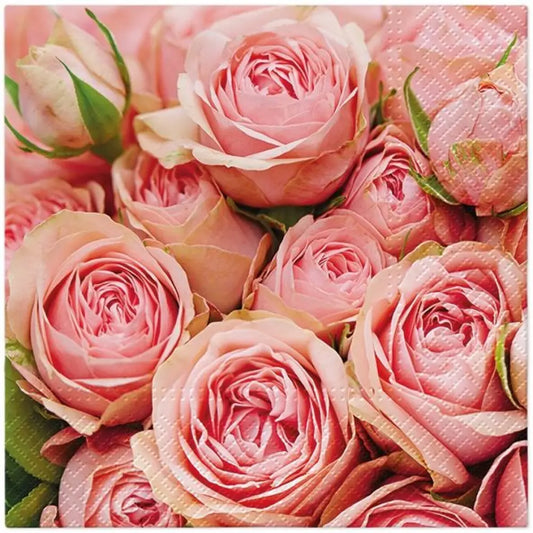 20 Serviettes en Papier 33x33cm - Pink Roses