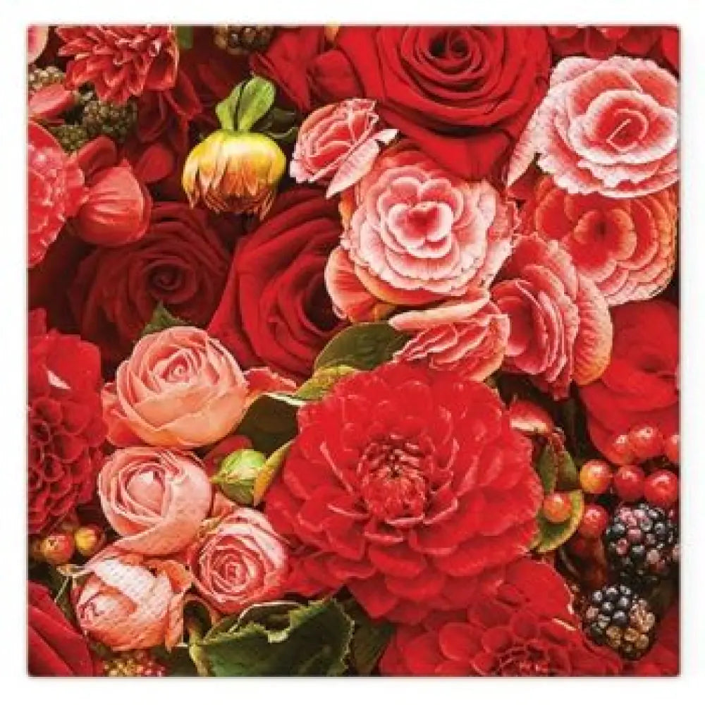 20 Serviettes en Papier 33x33cm - BOUQUET ROUGE