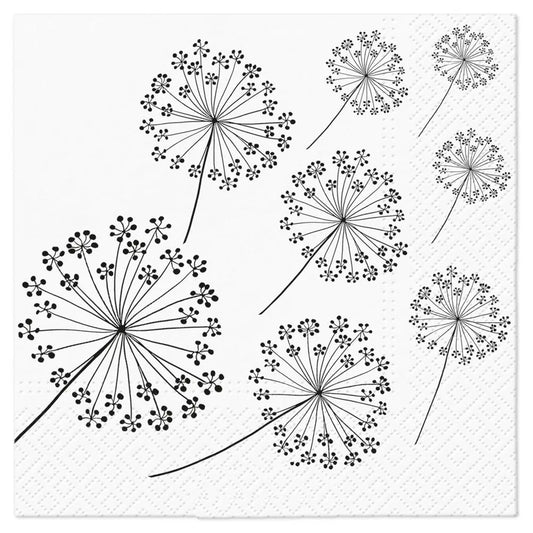 20 Serviettes en Papier 33x33cm - Pissenlits