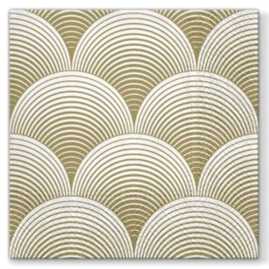 20 Serviettes en Papier 33x33cm - EVENTAILS OR