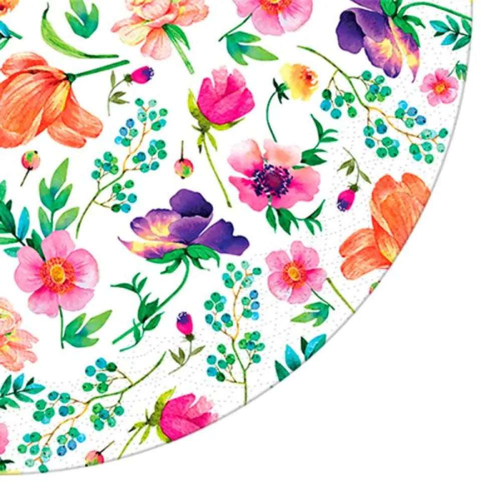 12 Serviettes en Papier Ronde D32cm - Florilège