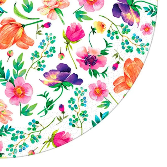 12 Serviettes en Papier Ronde D32cm - Florilège
