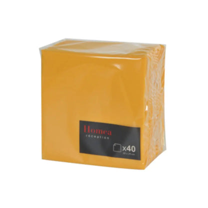40 Serviettes Cocktail Micro-Gaufrées - 25x25cm / Jaune Moutarde