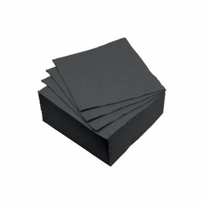 40 Serviettes Cocktail Micro-Gaufrées - 25x25cm / Noir