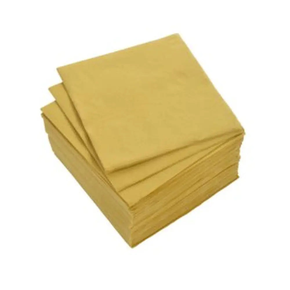 40 Serviettes Cocktail Micro-Gaufrées - 25x25cm / Or