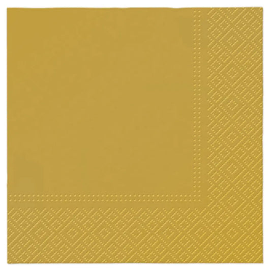 SET DE 20 SERVIETTES EN PAPIER 3 PLIS 33*33CM OR