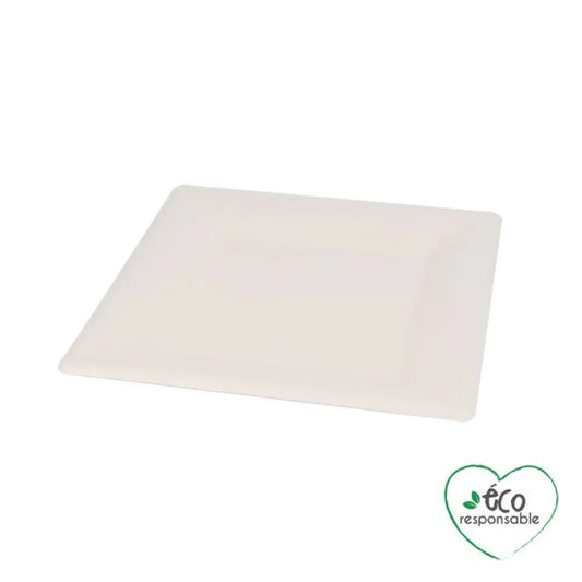 12 Plateaux Carrés en Canne à Sucre 25cm - BLANC