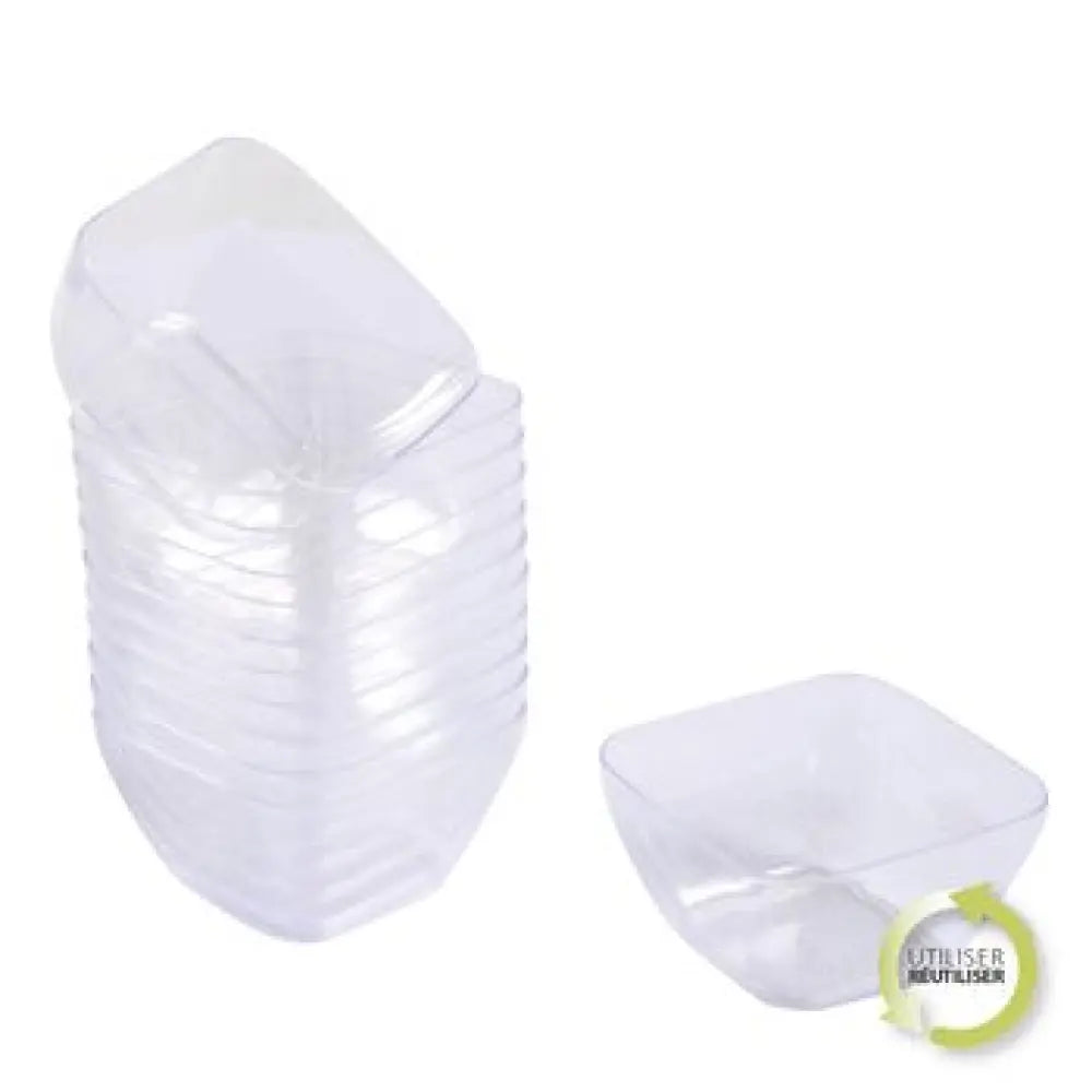 25 Verrines en Plastique Réutilisable Cubic 45ml - TRANSPARENT