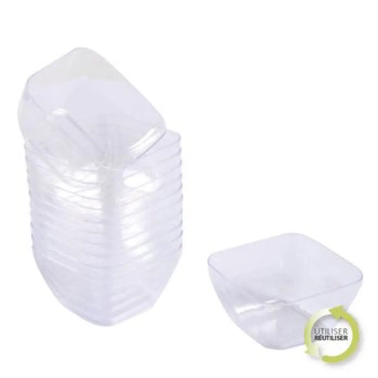 25 Verrines en Plastique Réutilisable Cubic 45ml - TRANSPARENT