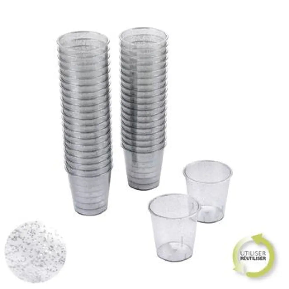 40 Mini Verrines 30ml - PAILLETTE ARGENT