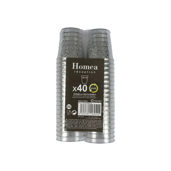 SET DE 40 MINI VERRINES 30ML PAILLETE ARGENT