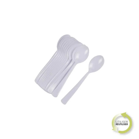 12 Cuillères à Soupe Réutilisables H17,5cm - Blanc