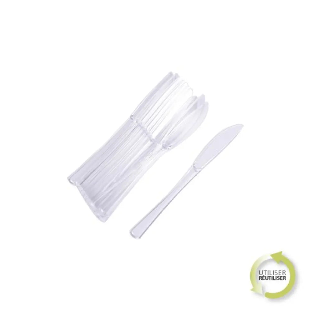12 Couteaux Réutilisables en Plastique - TRANSPARENT H20CM