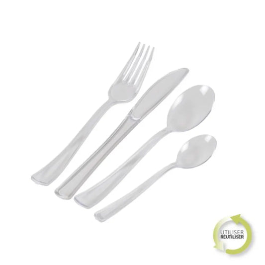 Ménagère 6 Fourchettes +6 Couteaux +6 Cuillères +6 Petites Cuillères - TRANSPARENT