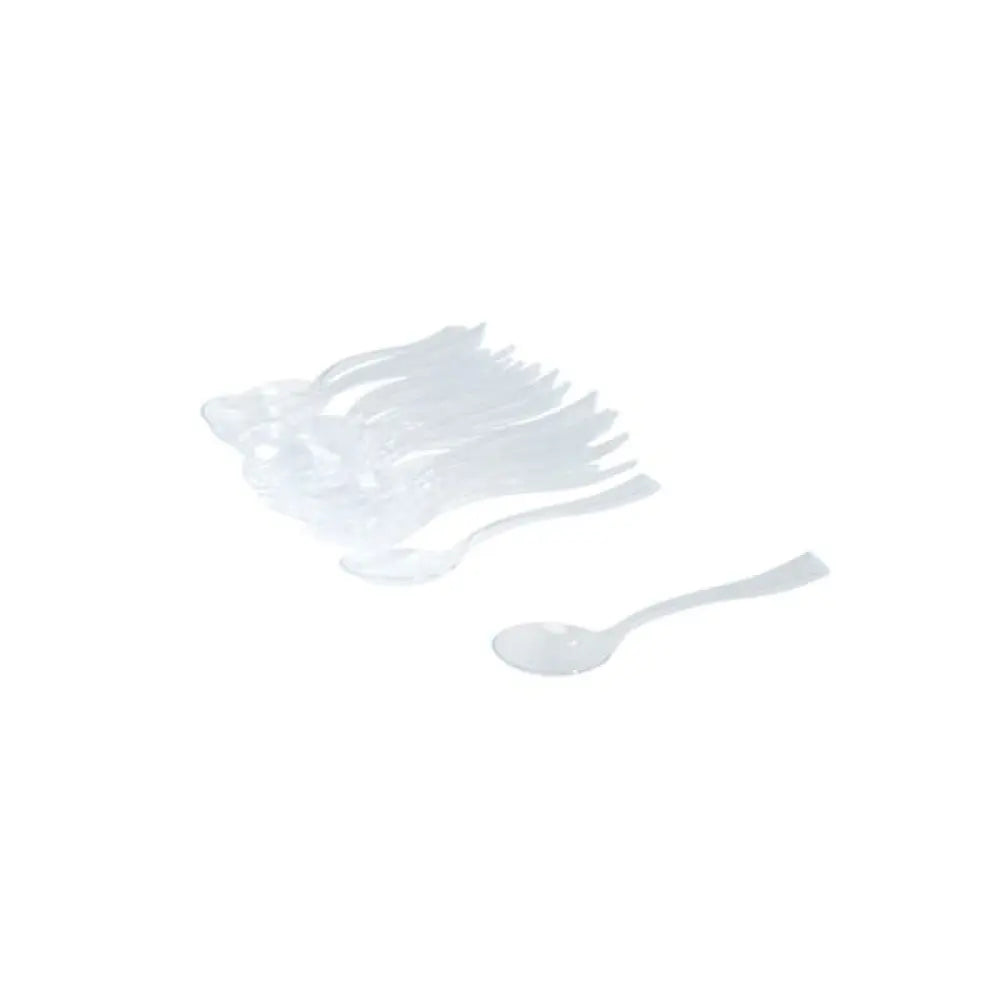 25 Mini Cuillères Réutilisables en Plastique - TRANSPARENT H10CM