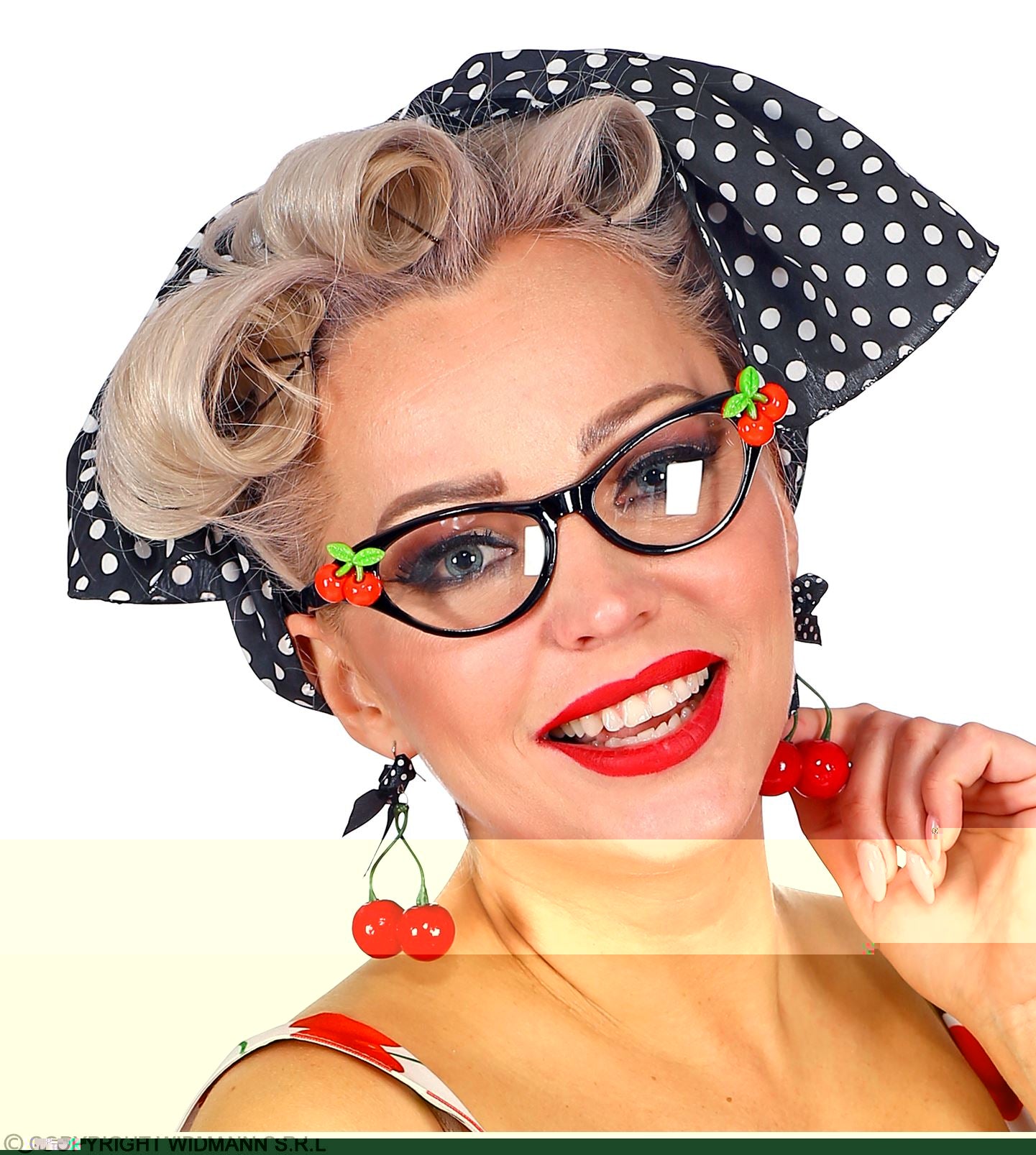 50's CHERRY SET (lunettes, boucles d'oreilles, foulard)