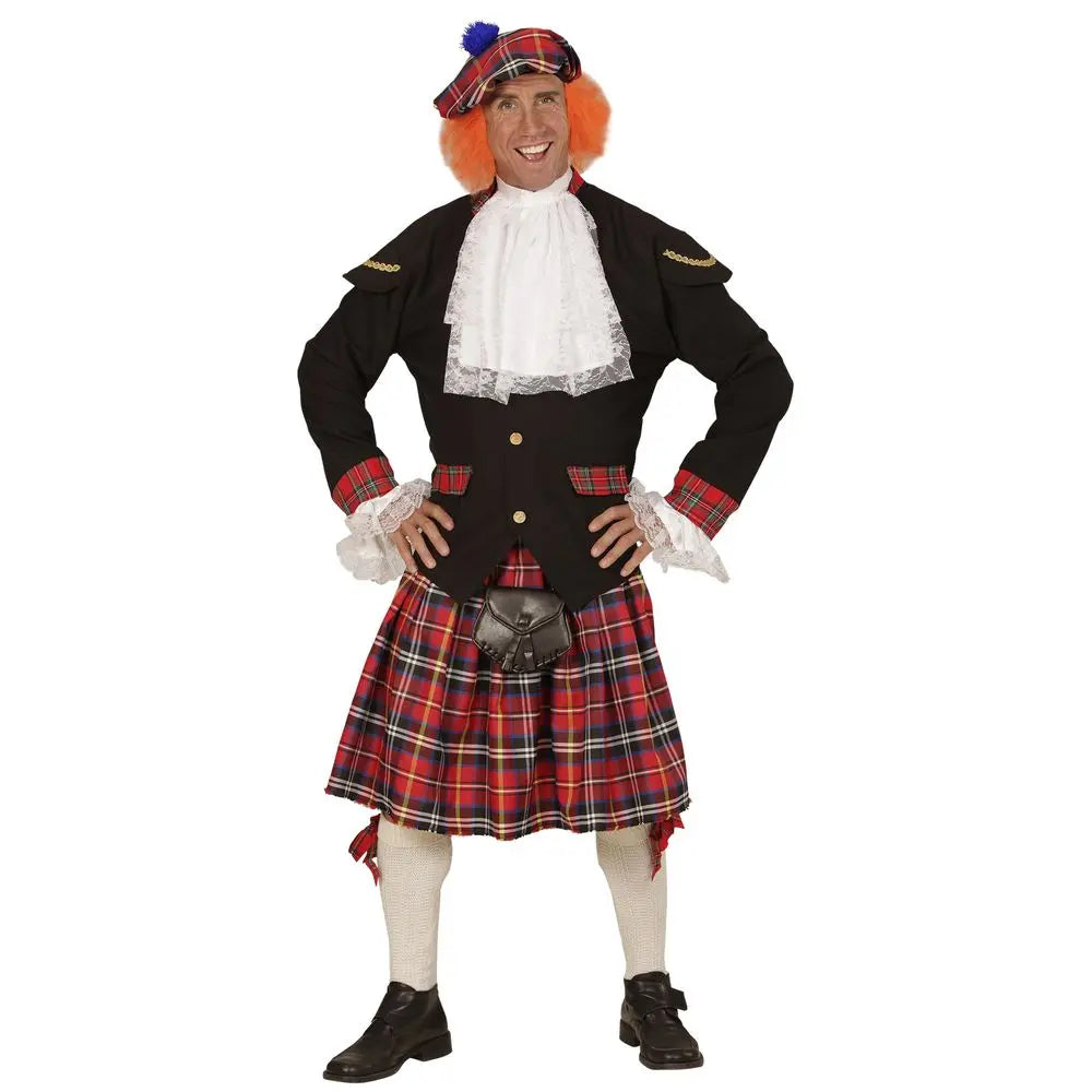 Ensemble Ecossais Adulte (Kilt + Chapeau avec Cheveux) - Taille Unique
