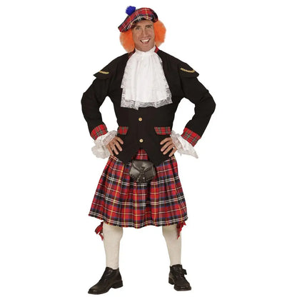 Ensemble Ecossais Adulte (Kilt + Chapeau avec Cheveux) - Taille Unique