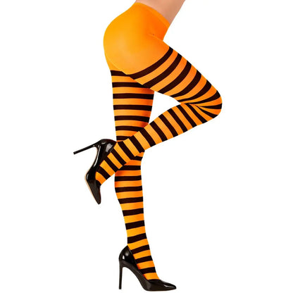 Collant Rayé Noir/Orange " 70 den" - Taille XL