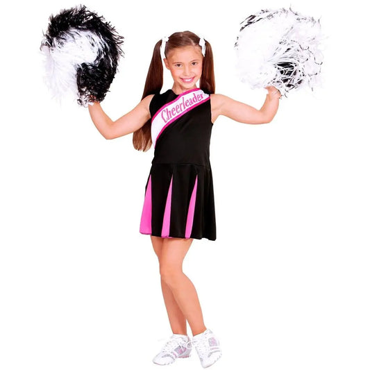 Costume Pom Pom Girl - Rose/Noir - 2-3 ans
