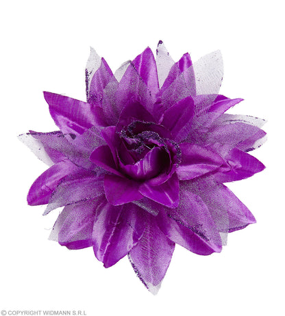 Clip pour cheveux fleur violette brillante