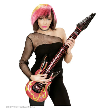 GUITARE AVEC FLAMME GONFLABLE DE ROCK STAR 105 cm