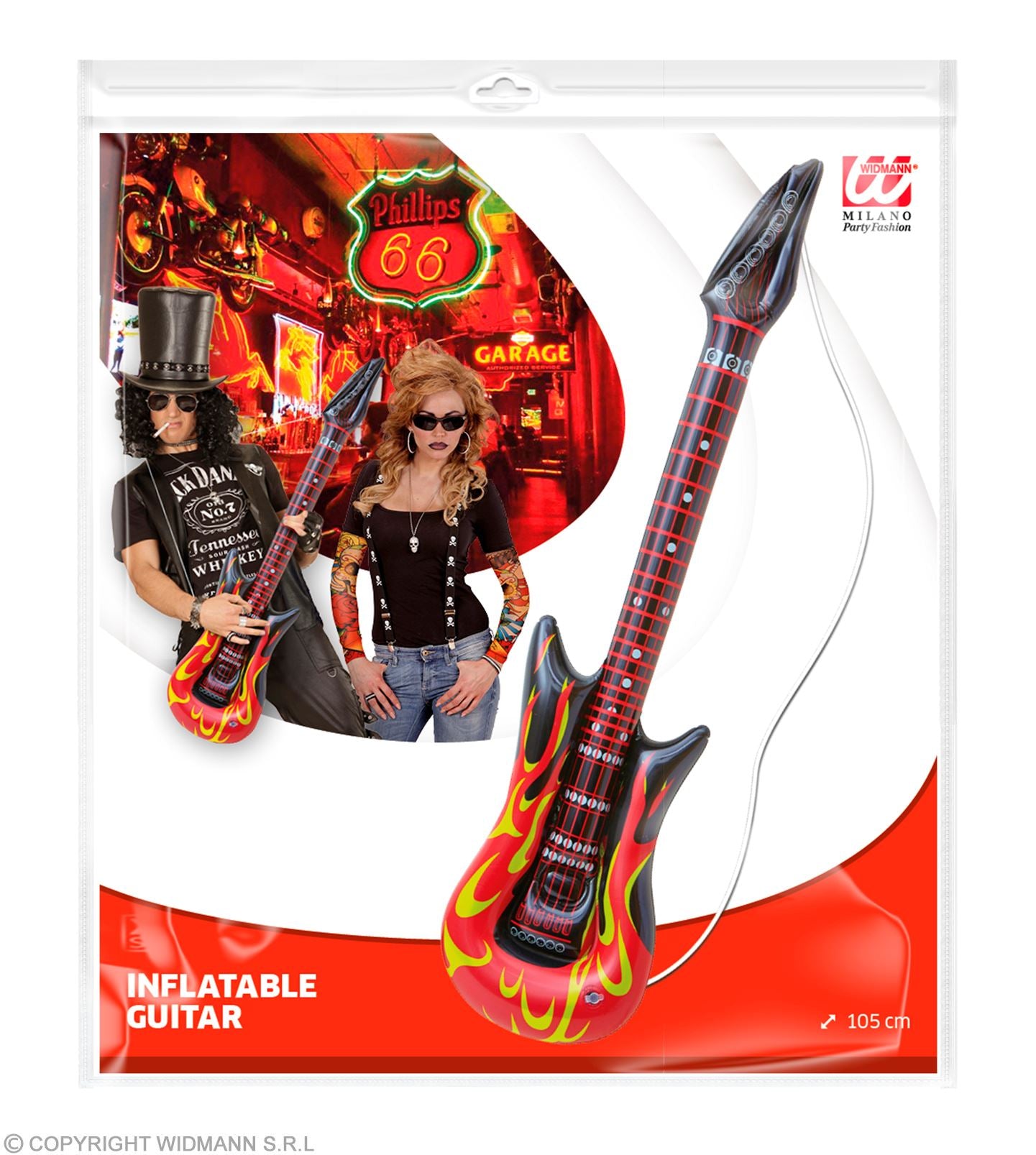 GUITARE AVEC FLAMME GONFLABLE DE ROCK STAR 105 cm